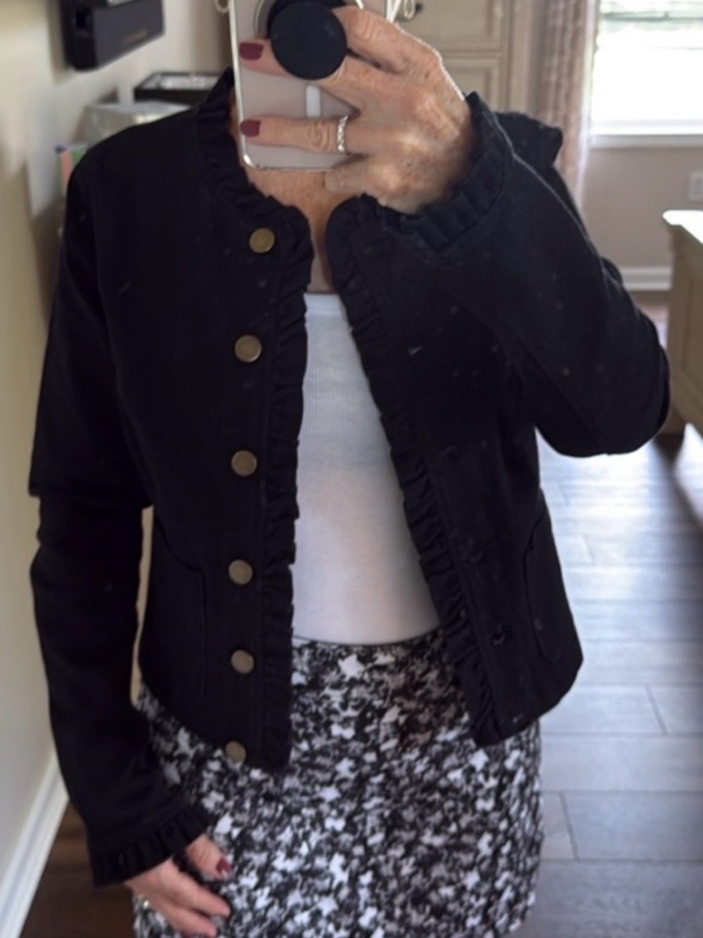 Draper James Ruffle Trim Denim Jacket. Size XS